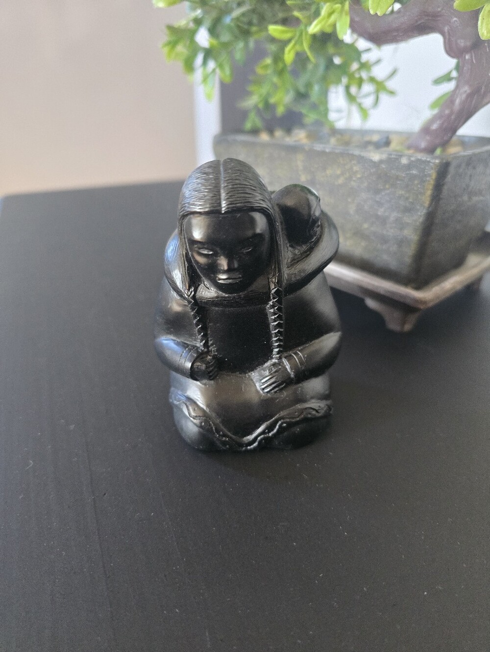 Black Sitting Figure Sculpture - Home Art Accent